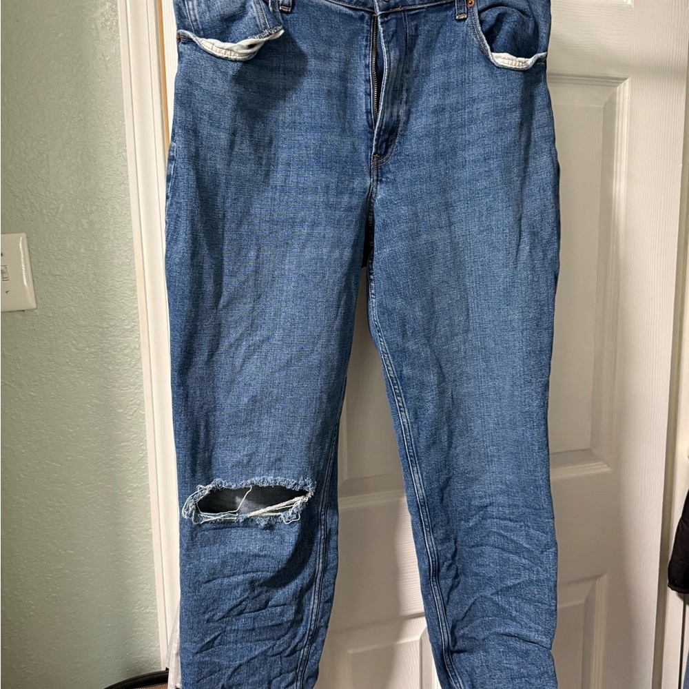 Abercrombie & Fitch Relaxed Blue Jeans with Distressed Detail
